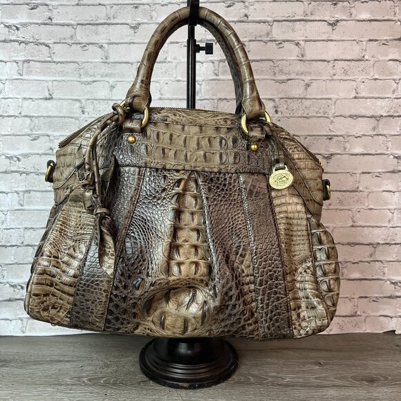 Brahmin Handbags - Brahmin Brown Croc Embossed Leather Satchel/Top Handle Bag Brown Bags